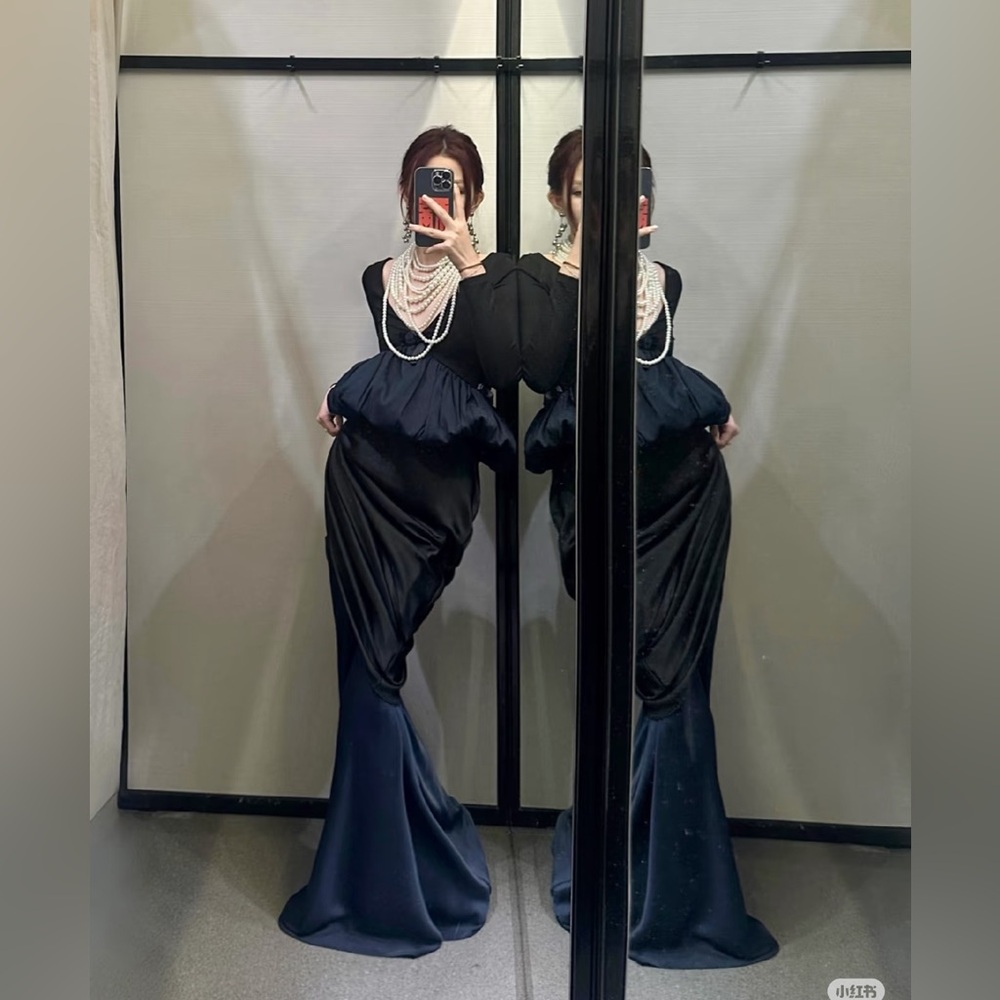 Zara Navy Blue Ruched Blouse